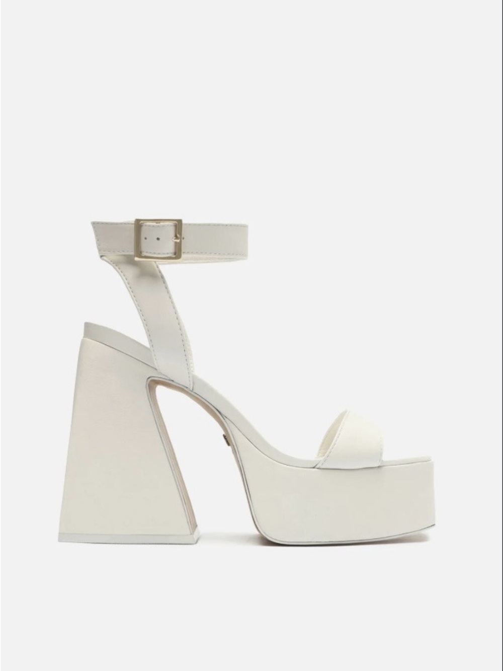 Minimalist Cream Platform Block Heel Sandals with Ankle Strap